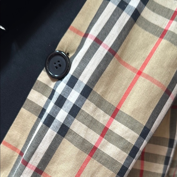 Burberrys Long Vintage Trench Coat Jacket Plaid Lining Black Size 10 X-Long - Picture 6 of 14